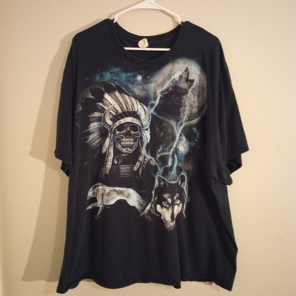 Gildan Y2K Men's Biker Skull Graphic Short Sleeve Tee